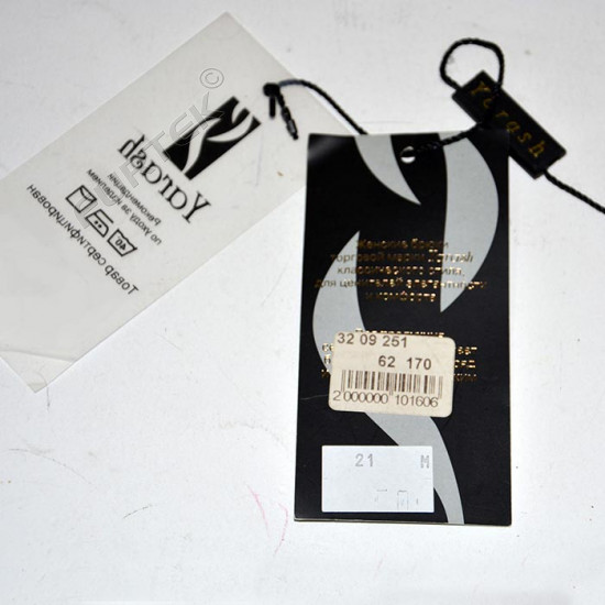 Комбинированная навесная пластиковая бирка для женской одежды 95х45 мм ...